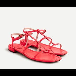 NWT J. Crew Neon Poppy Abbie Leather strappy Sandal, Size 12